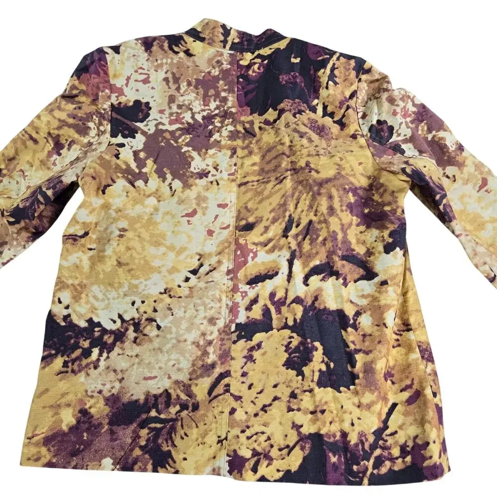 Coldwater Creek Classic Wom Sz SM 6/8 Fall Multi Floral Blazer Jacket 90s Artsy